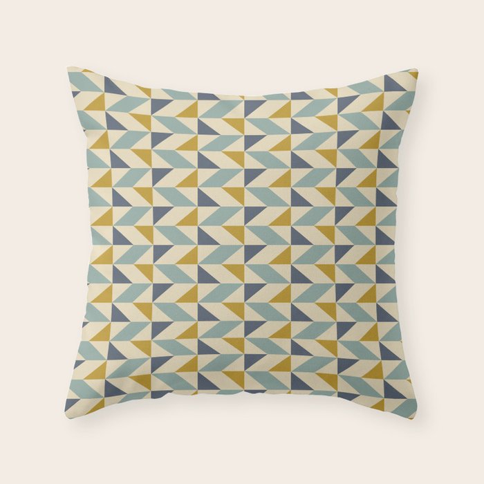 Retro Geometric Triangles in Gold and Blue Throw Pillow Gallery Image 6