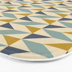 Retro Geometric Triangles in Gold and Blue Bath Mat Gallery Image 3
