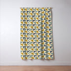 Retro Geometric Triangles in Gold and Blue Window Curtain Gallery Image 3