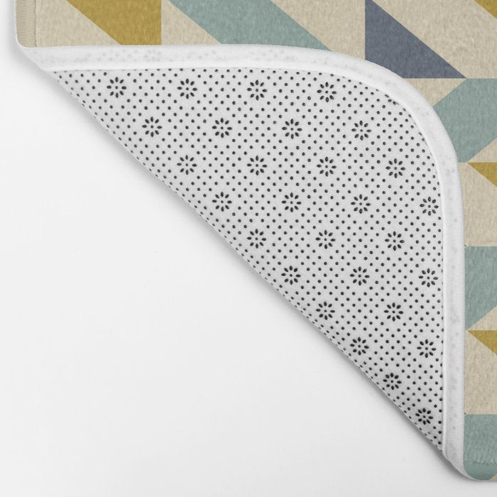 Retro Geometric Triangles in Gold and Blue Bath Mat Gallery Image 2