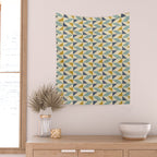 Retro Geometric Triangles in Gold and Blue Wall Tapestry Gallery Image 2