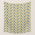 Retro Geometric Triangles in Gold and Blue Wall Tapestry Gallery Image 4