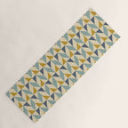 Retro Geometric Triangles in Gold and Blue Yoga Mat Gallery Image 1