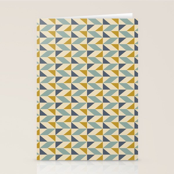 Retro Geometric Triangles in Gold and Blue Stationery Card Gallery Image 1