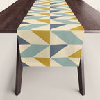 Retro Geometric Triangles in Gold and Blue Table Runner Gallery Image 1