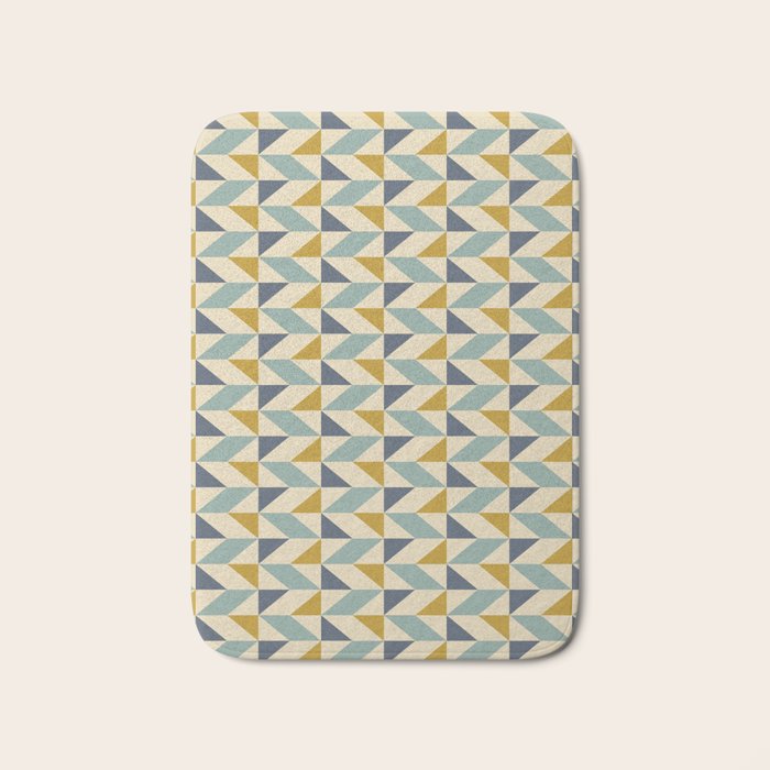 Retro Geometric Triangles in Gold and Blue Bath Mat Gallery Image 1