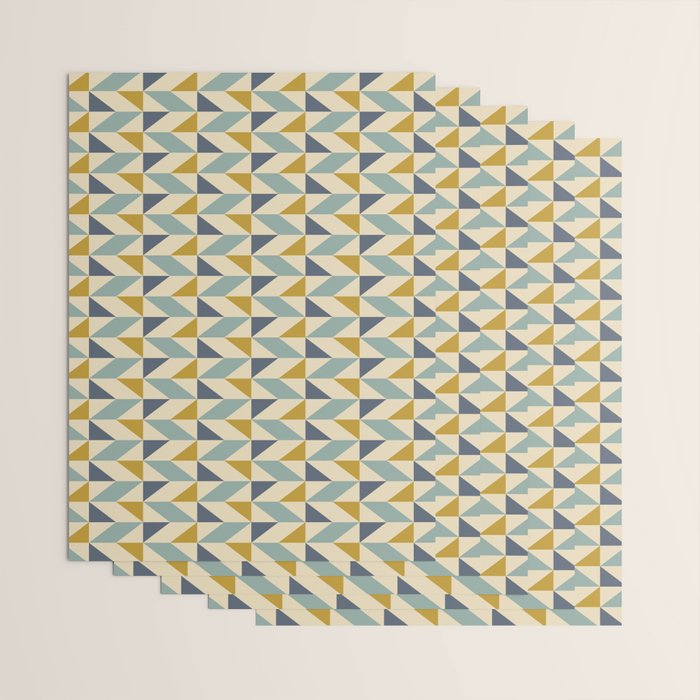 Retro Geometric Triangles in Gold and Blue Wrapping Paper Gallery Image 3
