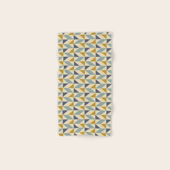 Retro Geometric Triangles in Gold and Blue Bath Towel Gallery Image 1