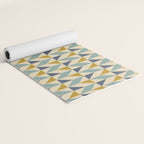 Retro Geometric Triangles in Gold and Blue Yoga Mat Gallery Image 2