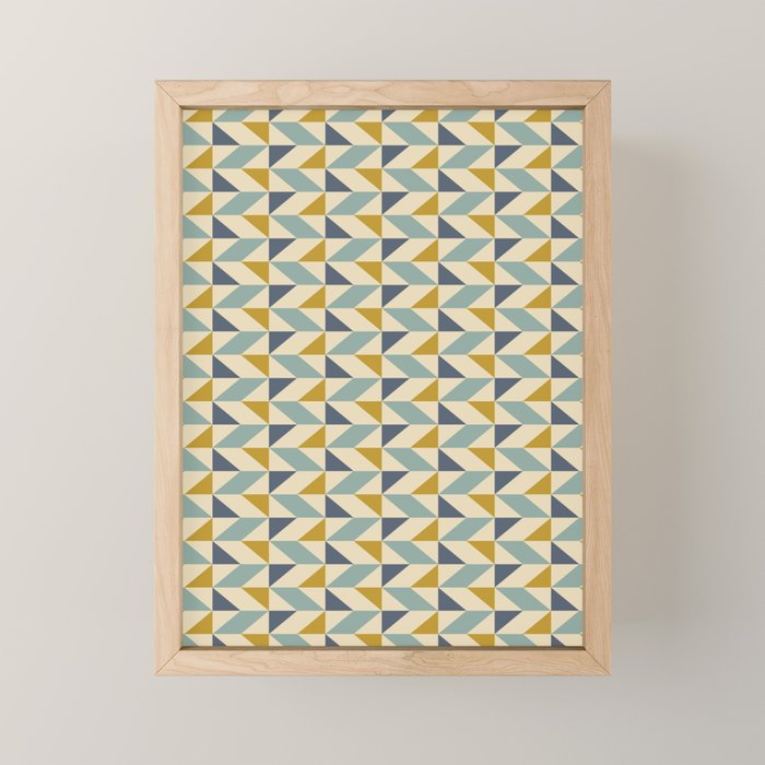 Retro Geometric Triangles in Gold and Blue Mini Art Print Gallery Image 1