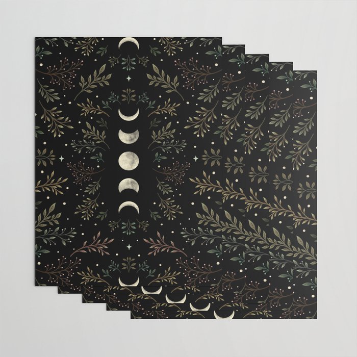 Moonlight Garden - Olive Green Wrapping Paper Gallery Image 3