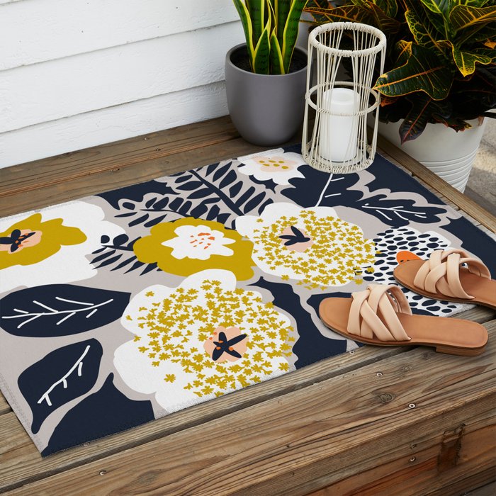 Scandinavian flowers greet you Outdoor Rug Gallery Image 2