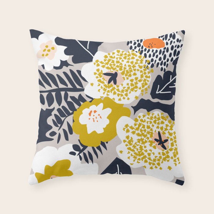 Scandinavian flowers greet you Throw Pillow Gallery Image 6