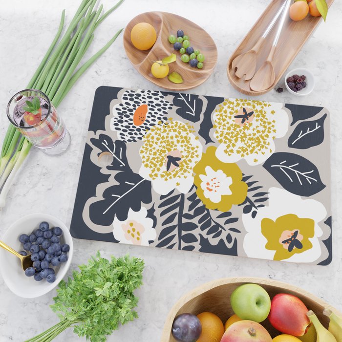 Scandinavian flowers greet you Cutting Board Gallery Image 2