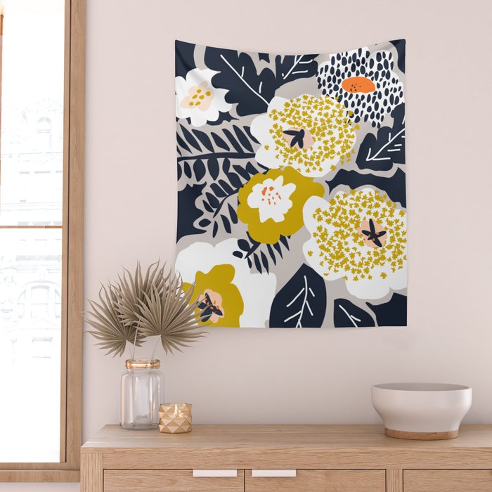 Scandinavian flowers greet you Wall Tapestry Gallery Image 2