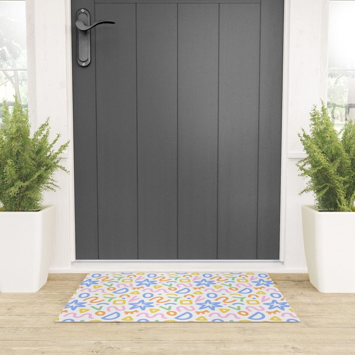 Colorful fun doodle art pattern Welcome Mat Gallery Image 3