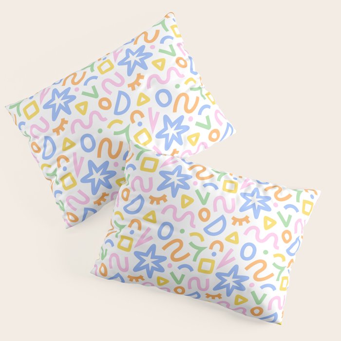 Colorful fun doodle art pattern Pillow Sham Gallery Image 3