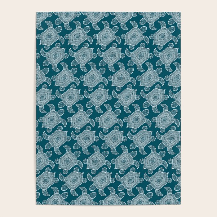 Tropical Turtle | Lagoon Blue  Poster Gallery Image 4