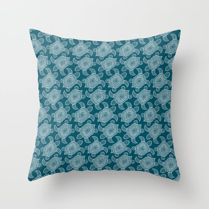 Tropical Turtle | Lagoon Blue  Throw Pillow Gallery Image 6