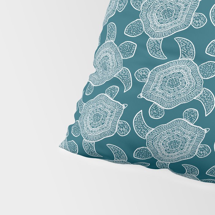 Tropical Turtle | Lagoon Blue  Pillow Sham Gallery Image 4