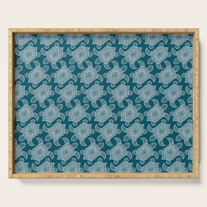 Tropical Turtle | Lagoon Blue  Serving Tray Gallery Image 1