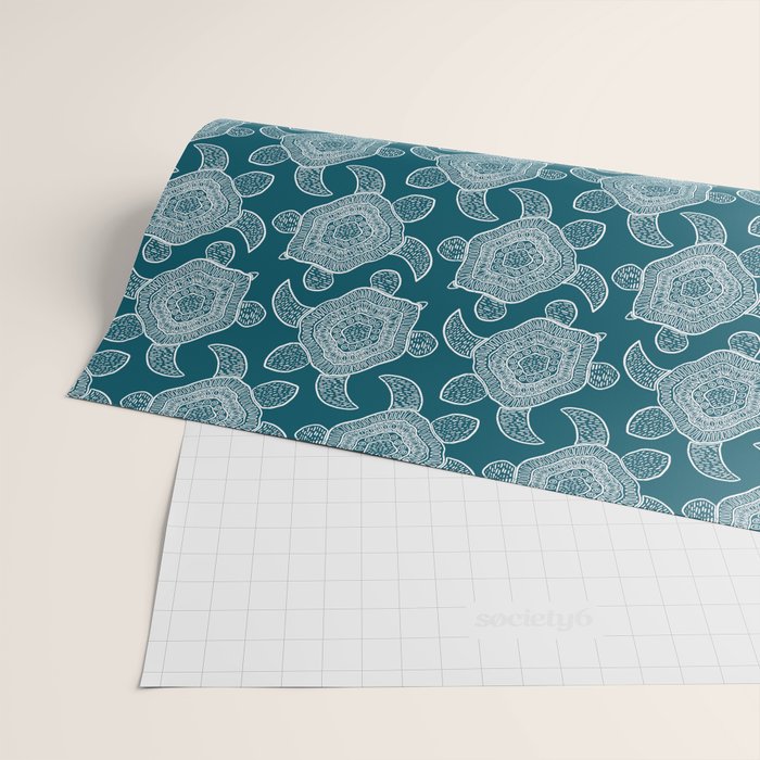 Tropical Turtle | Lagoon Blue  Wrapping Paper Gallery Image 2