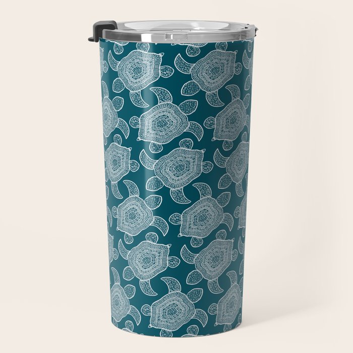 Tropical Turtle | Lagoon Blue  Travel Mug Gallery Image 3