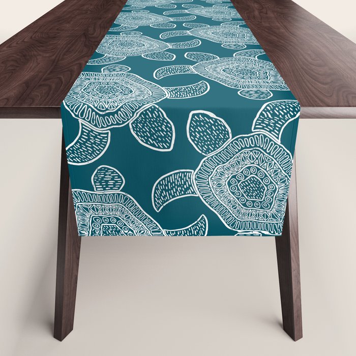 Tropical Turtle | Lagoon Blue  Table Runner Gallery Image 1