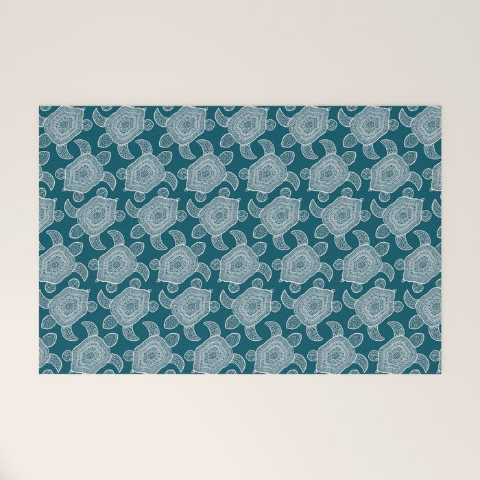 Tropical Turtle | Lagoon Blue  Welcome Mat Gallery Image 1