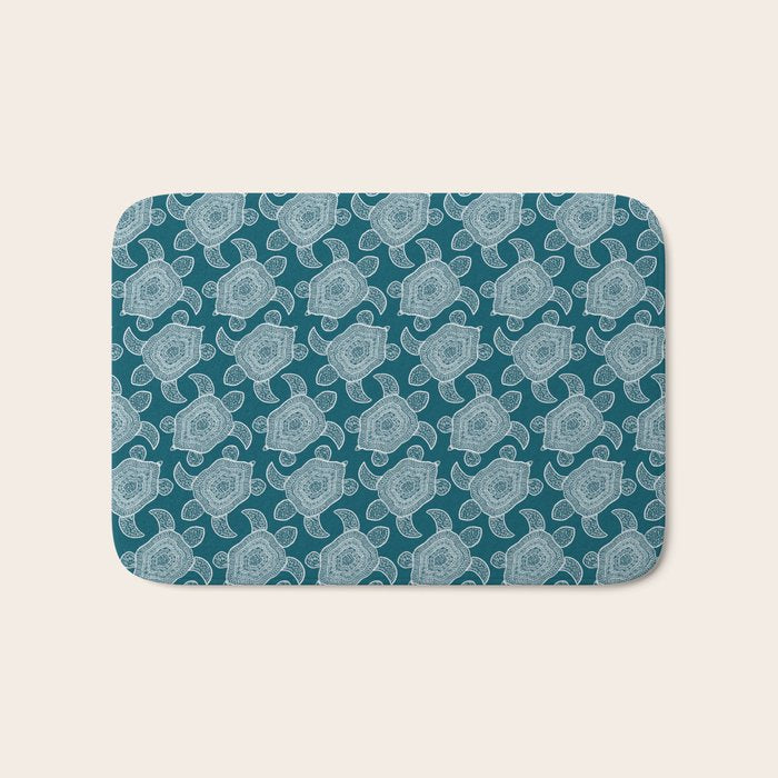 Tropical Turtle | Lagoon Blue  Bath Mat Gallery Image 1