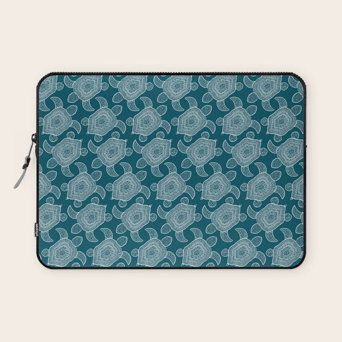 Tropical Turtle | Lagoon Blue  Laptop Sleeve Gallery Image 1