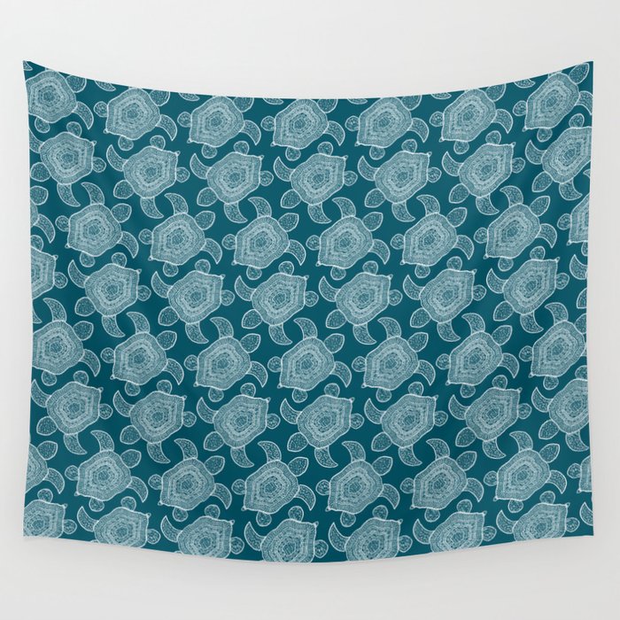 Tropical Turtle | Lagoon Blue  Wall Tapestry Gallery Image 4