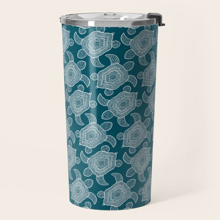 Tropical Turtle | Lagoon Blue  Travel Mug Gallery Image 2