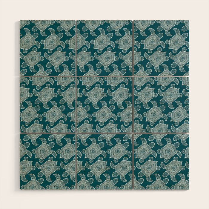 Tropical Turtle | Lagoon Blue  Wood Wall Art Gallery Image 1