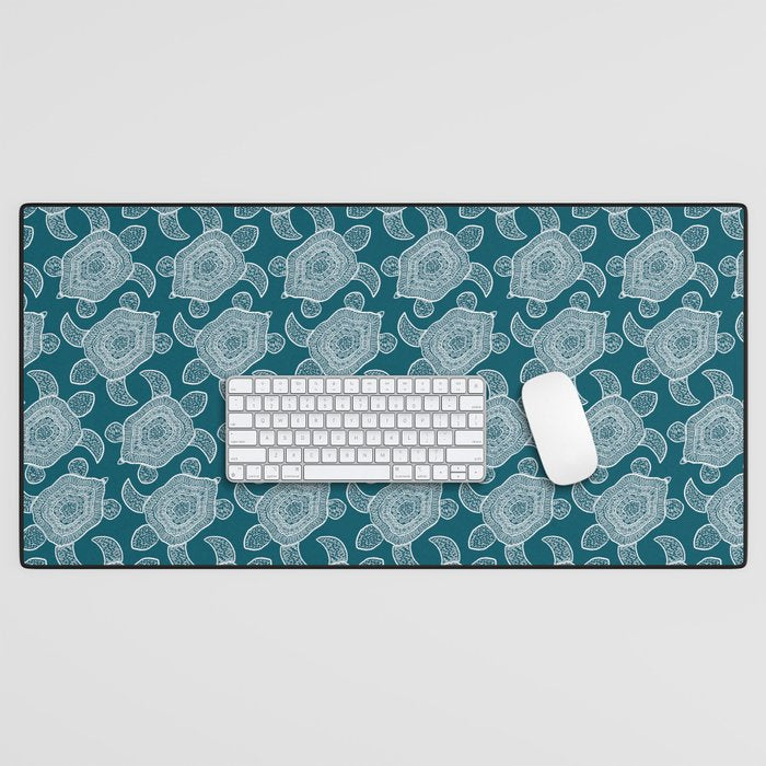 Tropical Turtle | Lagoon Blue  Desk Mat Gallery Image 1