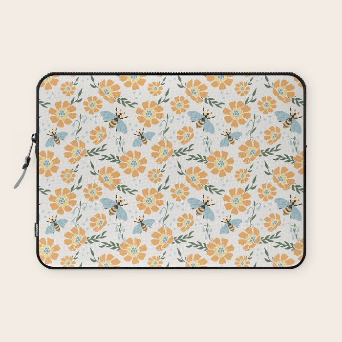 Honey Bees and Orange Flowers Laptop Sleeve Gallery Image 1