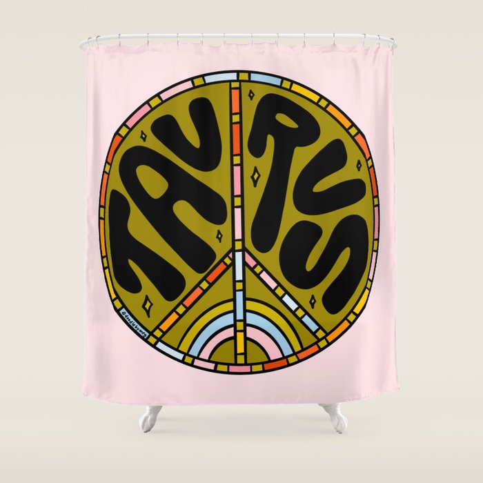 Taurus Peace Sign Shower Curtain Gallery Image 1