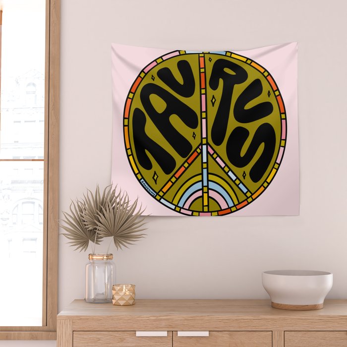 Taurus Peace Sign Wall Tapestry Gallery Image 2