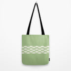 Fish Stripe Minimalist Mid-Century Pattern in Light Sage Green and Cream Tote Bag Gallery Image 2