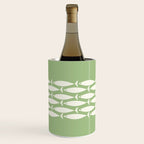 Fish Stripe Minimalist Mid-Century Pattern in Light Sage Green and Cream Wine Chiller Gallery Image 2