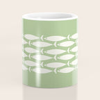 Fish Stripe Minimalist Mid-Century Pattern in Light Sage Green and Cream Coffee Mug Gallery Image 4