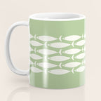 Fish Stripe Minimalist Mid-Century Pattern in Light Sage Green and Cream Coffee Mug Gallery Image 3
