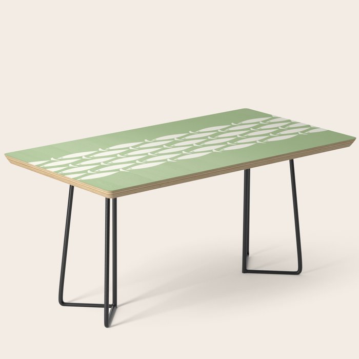 Fish Stripe Minimalist Mid-Century Pattern in Light Sage Green and Cream Coffee Table Gallery Image 1