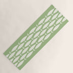 Fish Stripe Minimalist Mid-Century Pattern in Light Sage Green and Cream Yoga Mat Gallery Image 1