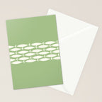 Fish Stripe Minimalist Mid-Century Pattern in Light Sage Green and Cream Stationery Card Gallery Image 2