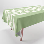 Fish Stripe Minimalist Mid-Century Pattern in Light Sage Green and Cream Tablecloth Gallery Image 1