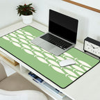 Fish Stripe Minimalist Mid-Century Pattern in Light Sage Green and Cream Desk Mat Gallery Image 2