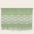 Fish Stripe Minimalist Mid-Century Pattern in Light Sage Green and Cream Wall Hanging Gallery Image 1