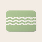 Fish Stripe Minimalist Mid-Century Pattern in Light Sage Green and Cream Bath Mat Gallery Image 1