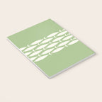 Fish Stripe Minimalist Mid-Century Pattern in Light Sage Green and Cream Notebook Gallery Image 3